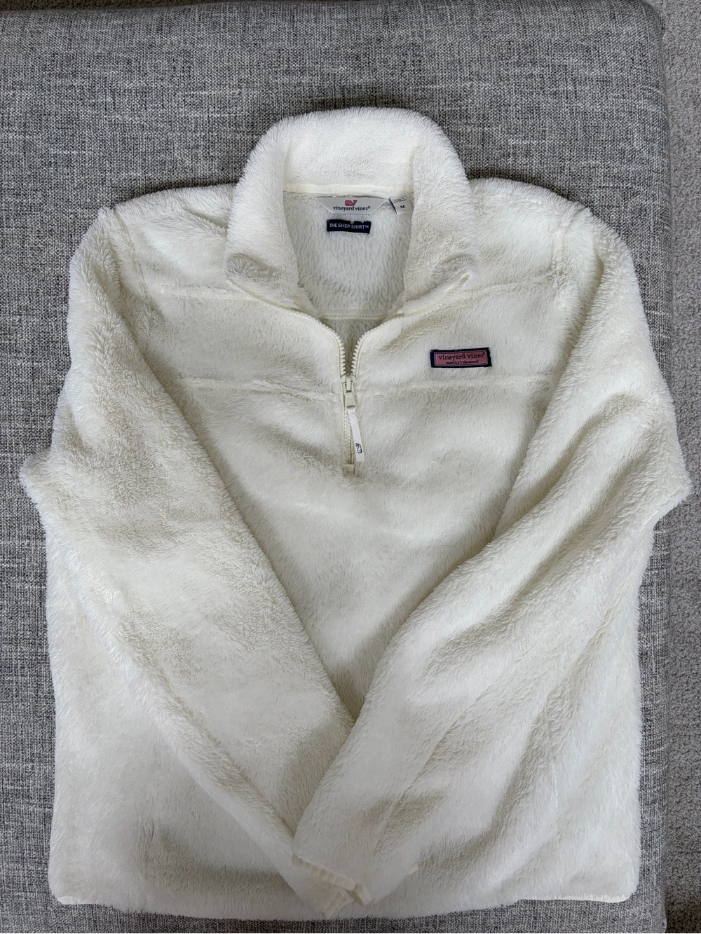 Vineyard Vines Cream Plush Quarter-Zip Pullover